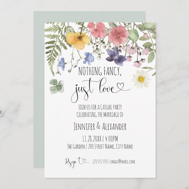 Wildflowers Wedding Reception Invitation (Front/Back)