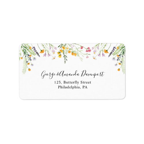 Wildflowers Wedding Return Address Label