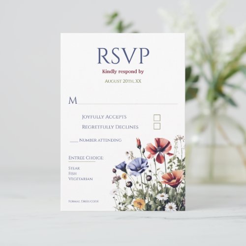 Wildflowers Wedding RSVP Card
