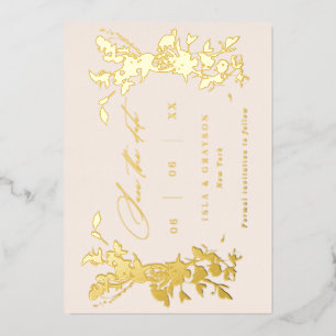 Wildflowers Wedding Save The Date Blush & Gold Foil Invitation