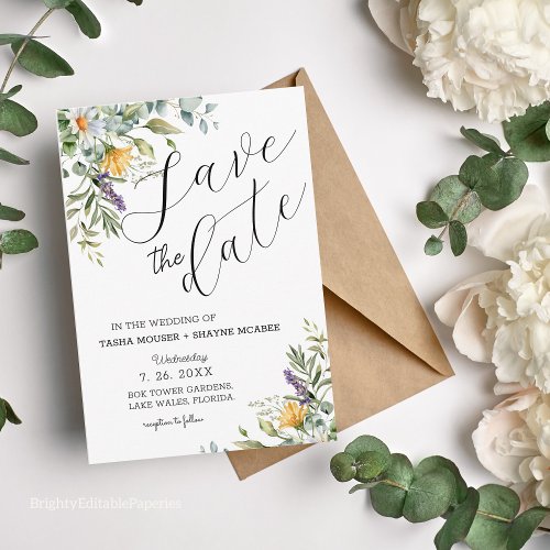 Wildflowers Wedding Save The Date Card