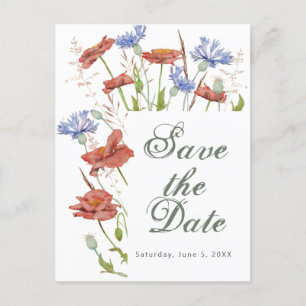 Wildflowers wedding save the date postcard