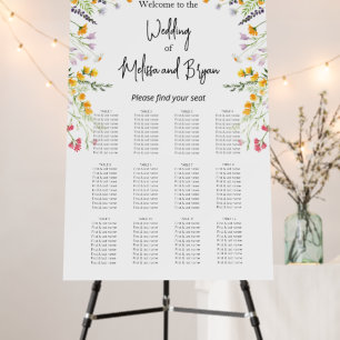 Wildflowers Wedding Seating Chart Foam Board