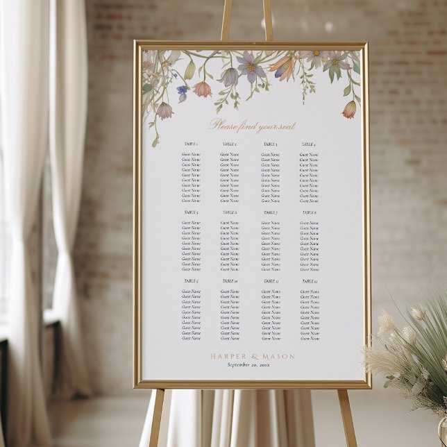 Wildflowers Wedding Seating Chart Foam Board (Creator Uploaded)