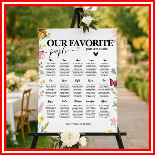 Wildflowers Wedding Seating Chart Modern Boho Foam Board