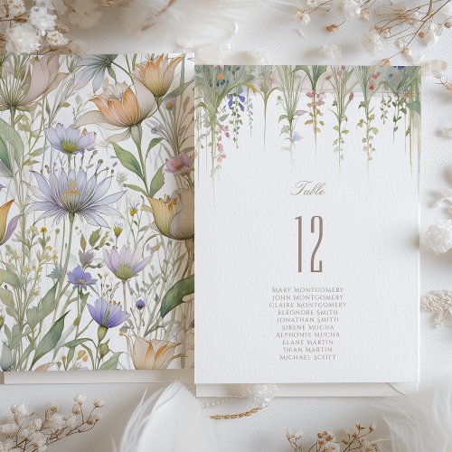 Wildflowers Wedding Table Number Card