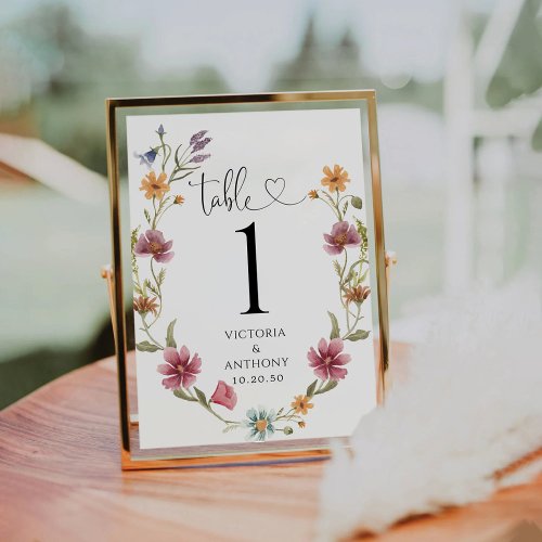 Wildflowers Wedding Table Numbers
