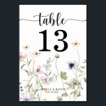 Wildflowers Wedding Table Numbers Double Sided<br><div class="desc">Help your guests easily find their way with these lovely double sided table number cards. Easily edit the numbers,  names and date! This design features a beautiful wildflower bouquet and rustic script font!

See the entire Wildflower collection for more matching items!</div>