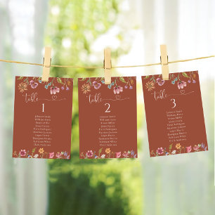Wildflowers Wedding Table Seating Chart Cards
