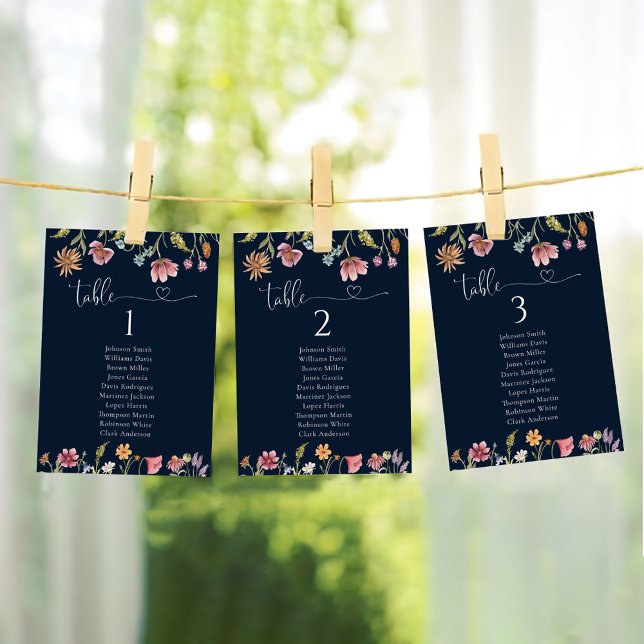 Wildflowers Wedding Table Seating Chart Cards (Creator Uploaded)