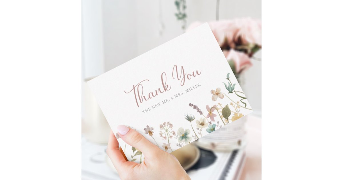 Wildflowers Wedding Thank You Card | Zazzle