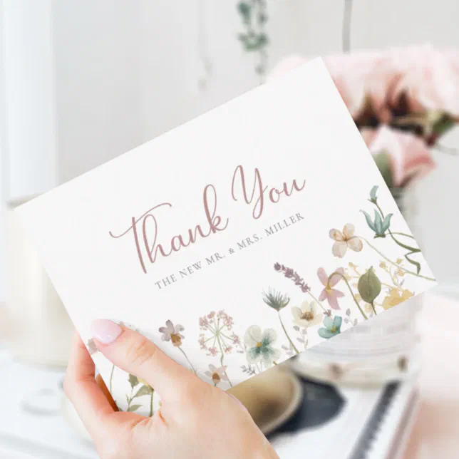 Wildflowers Wedding Thank You Card | Zazzle