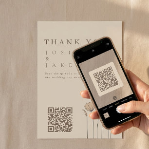 Wildflowers Wedding Thank You Card with QR Code
