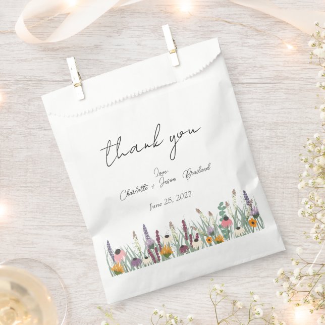Wildflowers Wedding Thank You  Favor Bag (Clipped)