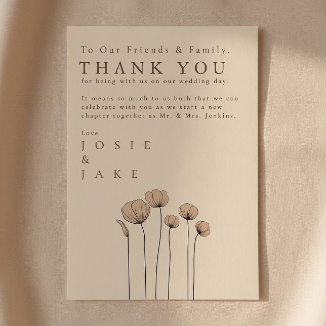 Wildflowers Wedding thank you guest Table Card (Wildflowers Wedding thank you guest Table Card.)
