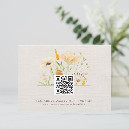 Wildflowers Wedding Website RSVP QR Code Enclosure Card