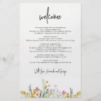 Wildflowers Wedding Welcome bag letter Flyer