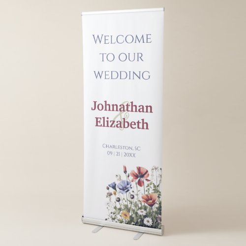 Wildflowers Wedding Welcome Retractable Banner
