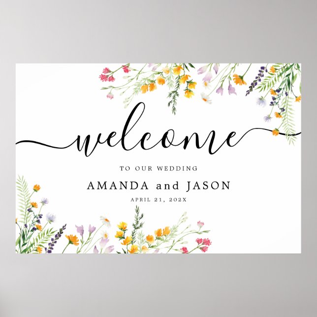 Wildflowers Wedding  Welcome Sign (Front)