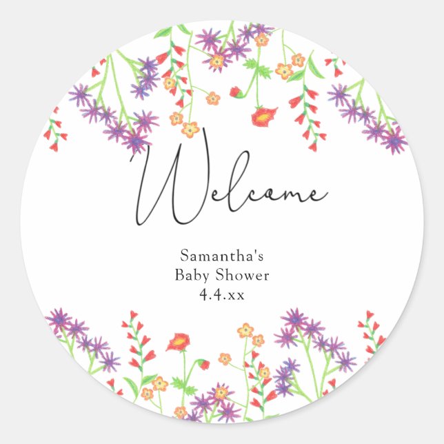 Wildflowers Welcome  Classic Round Sticker (Front)