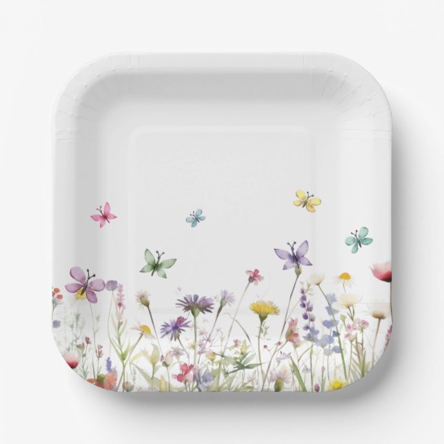 Wildflowers whimsical Party  Paper Plates (Front)