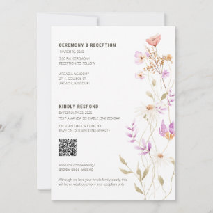 Wildflowers White Chic Wedding Invitation #3 new