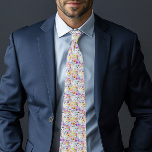 Wildflowers White Mountain Goat Nature Wildlife Neck Tie