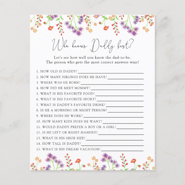 Wildflowers Who knows DADDY best (Front)