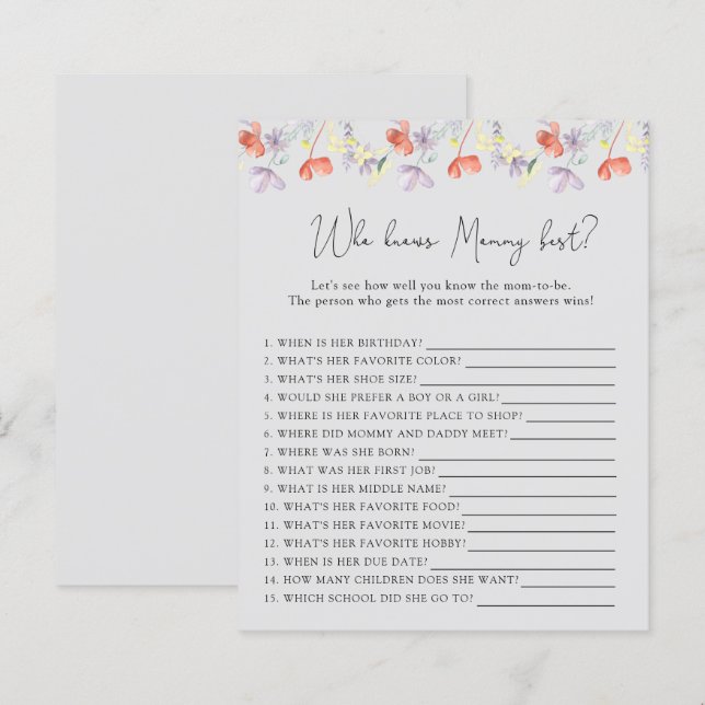 Wildflowers Who knows MOMMY best (Front/Back)