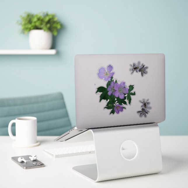 Wildflowers Wild Geraniums and spring beauties Sticker (Laptop On Desk)