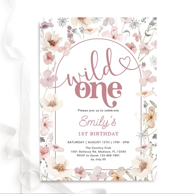 Wildflowers Wild One 1st Birthday Invitation (Creator Uploaded)