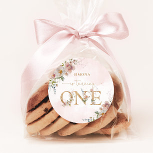 Wildflowers wild One girl floral blush pink Classic Round Sticker