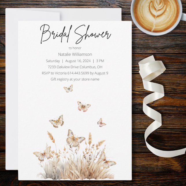 Wildflowers with Butterflies Bridal  Invitation (Creator Uploaded)
