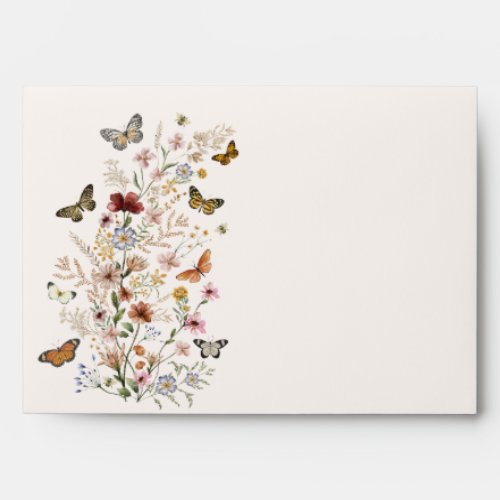 Wildflowers with Butterflies Floral Garden Wedding Envelope