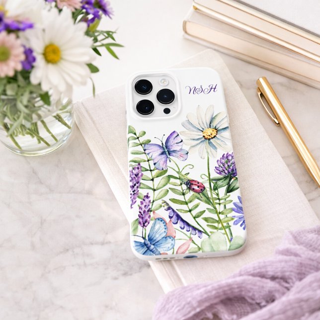 Wildflowers with Butterfly Monogram Case-Mate iPhone Case (Creator Uploaded)