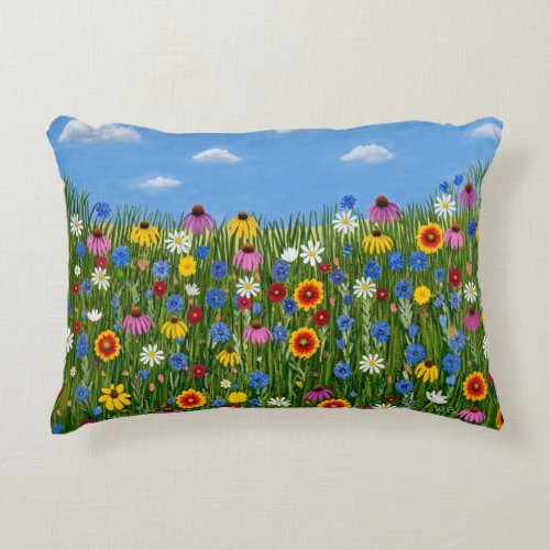 Wildflowers with Daisies Accent Pillow