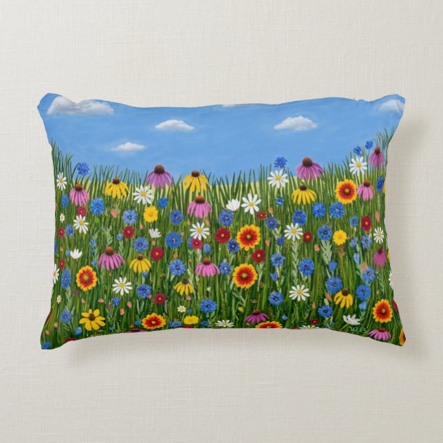Wildflowers with Daisies Accent Pillow (Front)