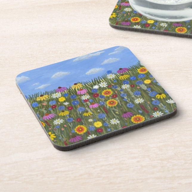 Wildflowers with Daisies Beverage Coaster (Left Side)