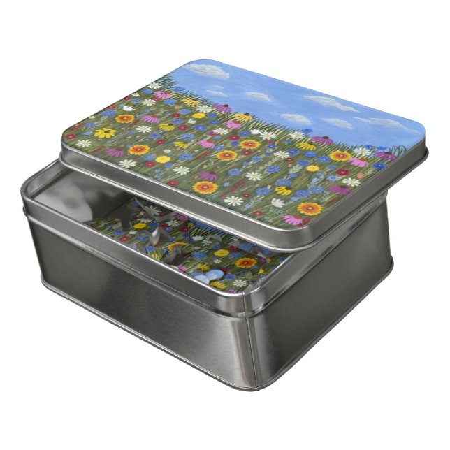 Wildflowers with Daisies Jigsaw Puzzle (Lid Open)