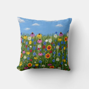 Wildflowers with Daisies Throw Pillow