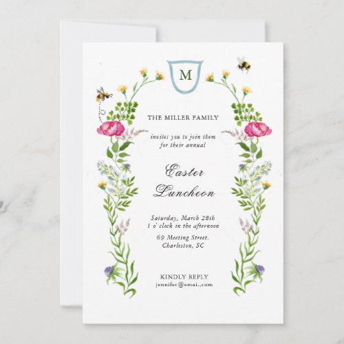 Wildflowers with monogram Easter Luncheon Announcement