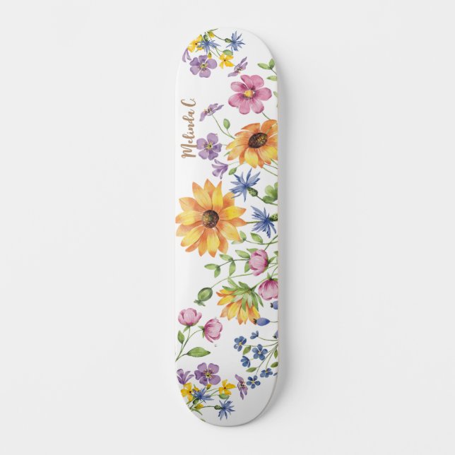 Wildflowers With Name Skateboard (Front)