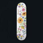 Wildflowers With Name Skateboard<br><div class="desc">Personalize & Gift this Beautiful Wildflowers With Name Skateboard to that Girly Girl in your life who is a bit daring and enjoys being outdoors with the wind blowing through her hair! Please be sure to check out my new skateboard designs in my "2024 Vintage Inspired Skateboards" to see more...</div>
