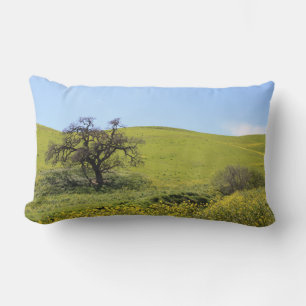 Wildflowers with Oak Spring Vista Photograph Lumbar Pillow