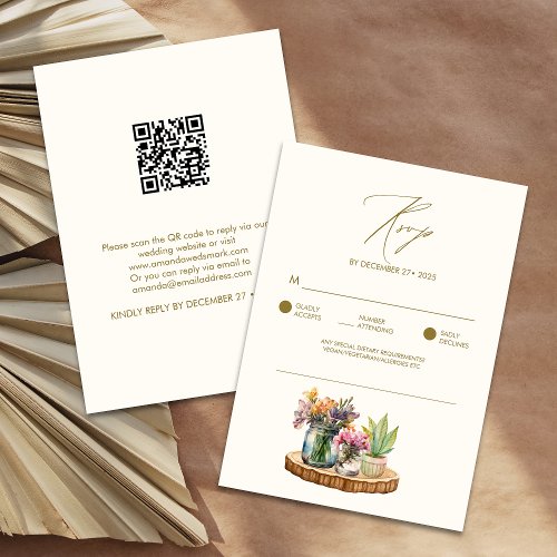 Wildflowers wood Mason Jars Boho Bohemian Wedding 