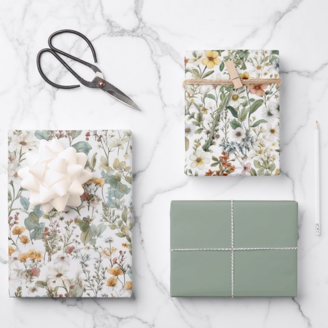 Wildflowers Wrapping Paper, Floral Gift Wrap (Front)