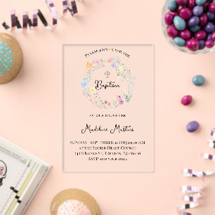 wildflowers wreath Baptism Invitation