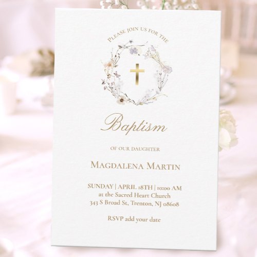 wildflowers wreath | Baptism Invitation