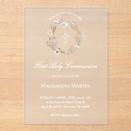 wildflowers wreath First Holy Communion girl