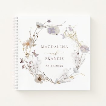 Wildflowers Wreath Wedding Guest Book by amoredesign at Zazzle